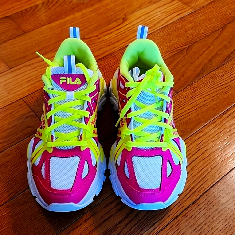 Fila Pink and Yellow Athletic Shoes